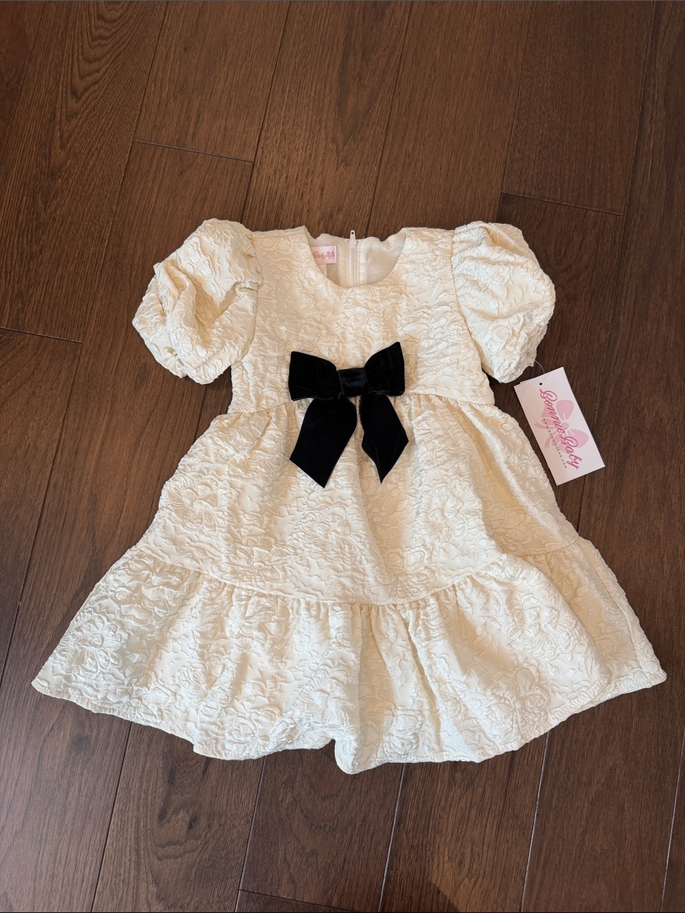 Bonnie Baby Girls' Bow Detail Jacquard Dress Size 24 Months NWT - C39-199